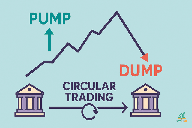 A diagram illustrating corporate fraud, with falsified accounting books and misleading profit charts, representing the Satyam fiasco.